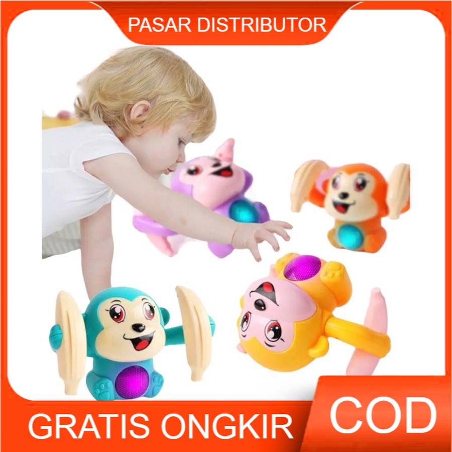 Mainan Happy Flip Little Monkey Baby Voice Control Tumbling Toy Monyet Tumbling Sensor Mainan Anak