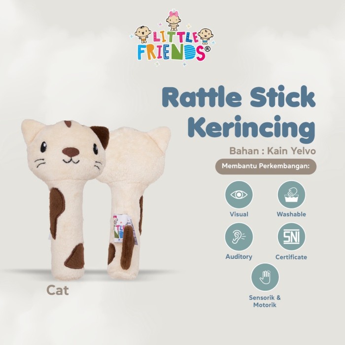 LITTLE FRIENDS Rattle Stick Kerincing Mainan Bayi Boneka Ratel Kericik Baby Toys