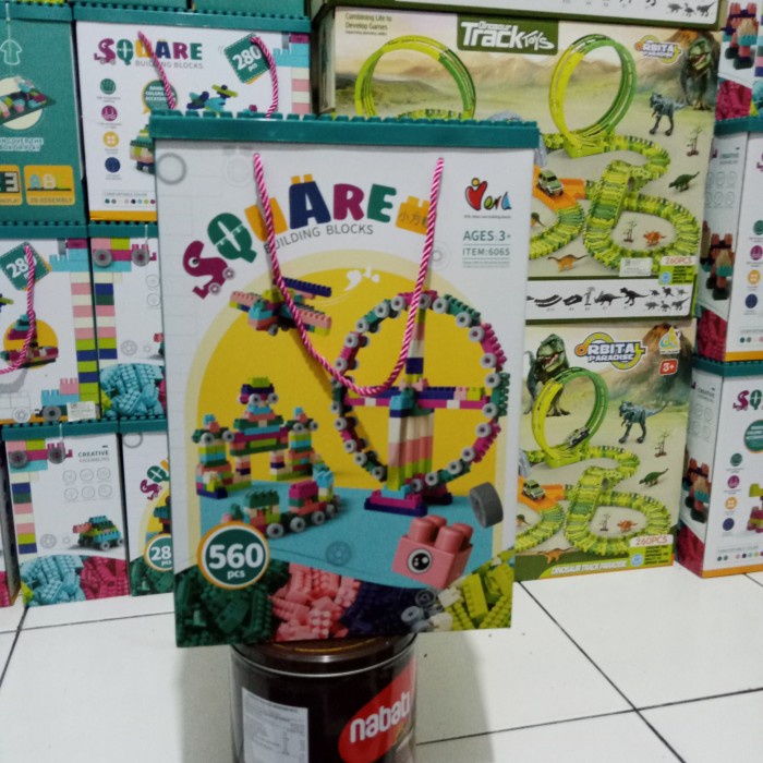 DIY,small,Square grain 560 pcs,interesting building block,mainan Anak