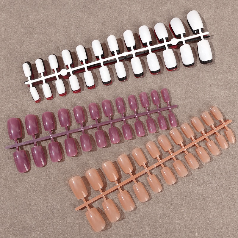 [Fitur] 24 /100 Pcs/Set Nail Art Patch/Pendek Warna Solid Memakai Kuku/Potongan Kuku Sederhana/Kuku Palsu Telanjang Warna-Warni/Manicure Removable/Aksesoris Kuku Untuk Wanita