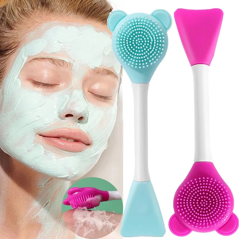 Soft Beauty Women Skin Face Care Makeup Tools/Kuas Masker Wajah/Gel Masker Wajah DIY Double Head Brush/Penggosok Wajah Silikon Pengelupasan/Aplikator Brush Masker Wajah Silikon