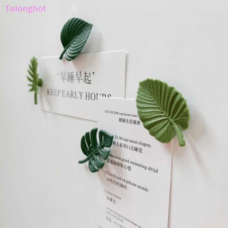 Tolonghot&gt; 4Pcs Magnet Kulkas ABS Stiker Kulkas Mini Tahan Air Memperbaiki Magnet Kulkas Daun Tropis Stiker Kulkas well