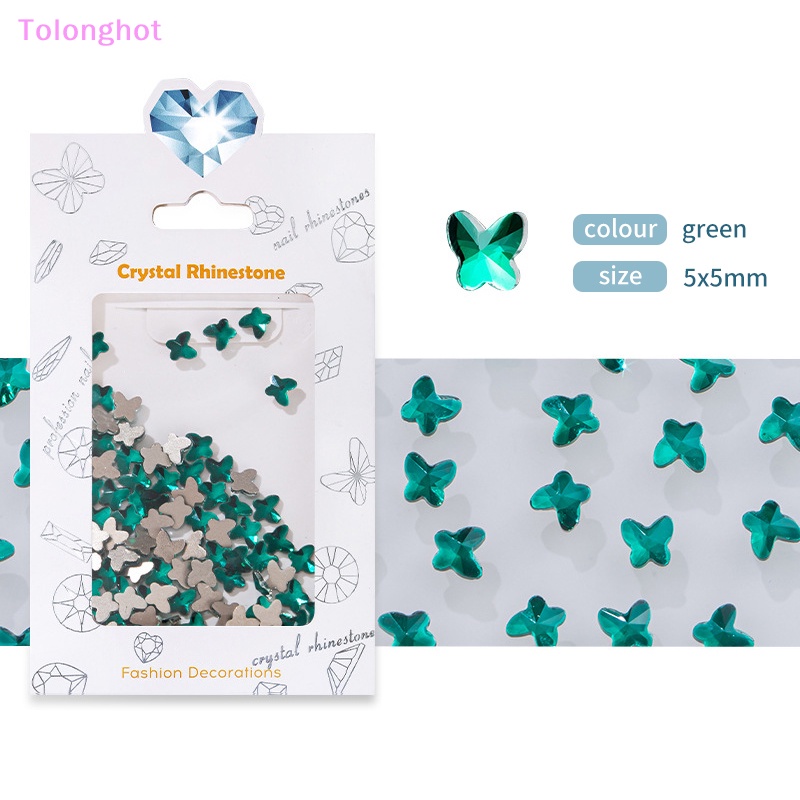 Tolonghot&gt; 100 Pcs 3D Kuku Kupu-Kupu Kaca Dekorasi Kuku Berlian Imitasi Manicure Supplique DIY Nail Art Dekorasi Peri Perhiasan Dekorasi well