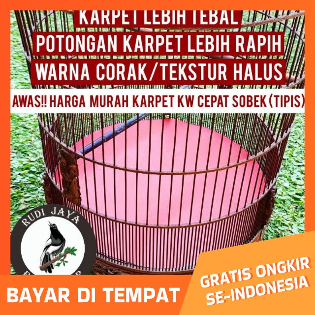 KARPET MERAH BULAT ALAS LANTAI DASAR SANGKAR KANDANG BURUNG MURAI UKURAN NO NOMOR 1 2 3 KOTORAN MURA