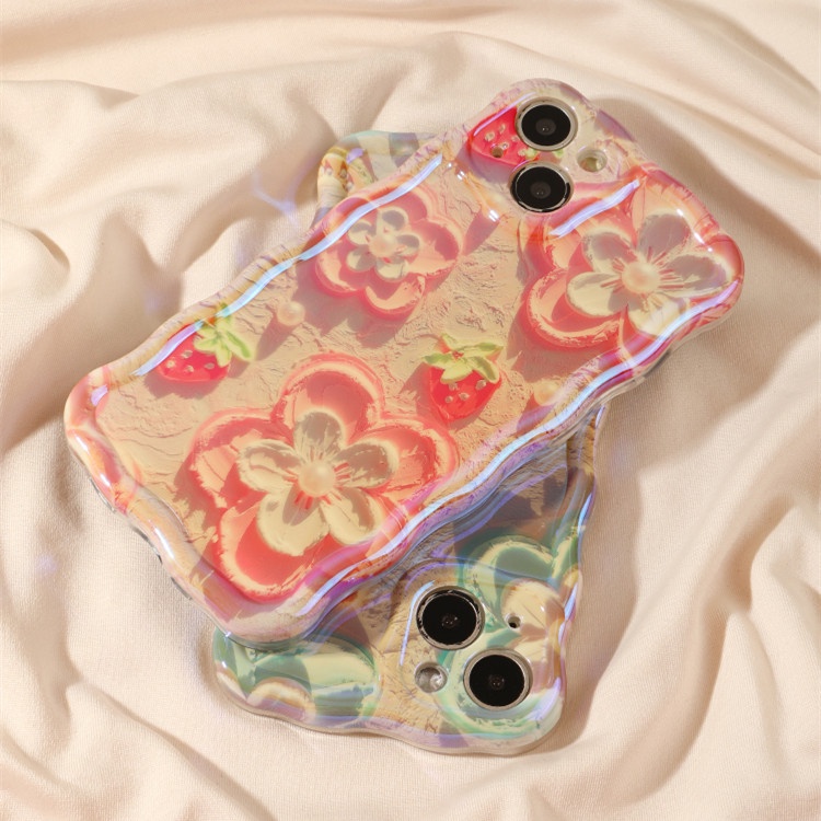 IPHONE Casing Ponsel Silikon imd Laser Flowers Mewah Untuk Iphone14 11 12 13 Pro Max Shockproof TPU Soft Cover Casing