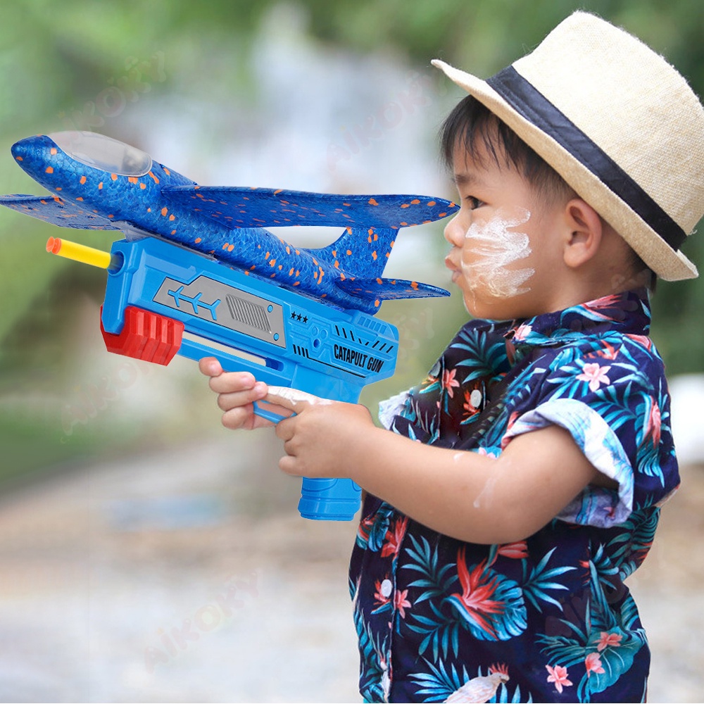 Aikoky Pistol Pesawat Terbang Angin Foam / Mainan Pistol Tembak Pesawat / Catapult Gun Anak