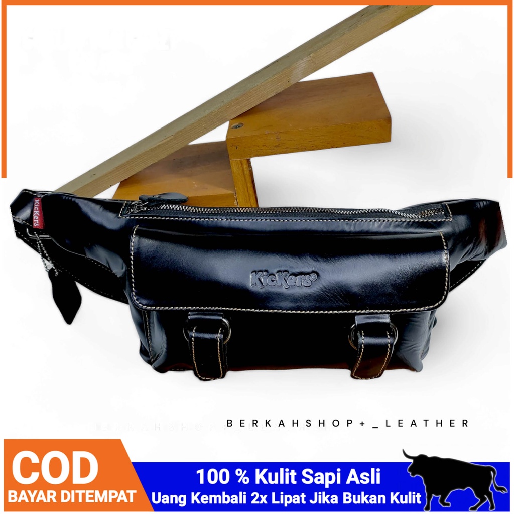 Tas Pinggang Waistbag Selempamg Kulit Asli Pria Cowok Slempang Slingbag Waist Bag Weistbag Pingang M