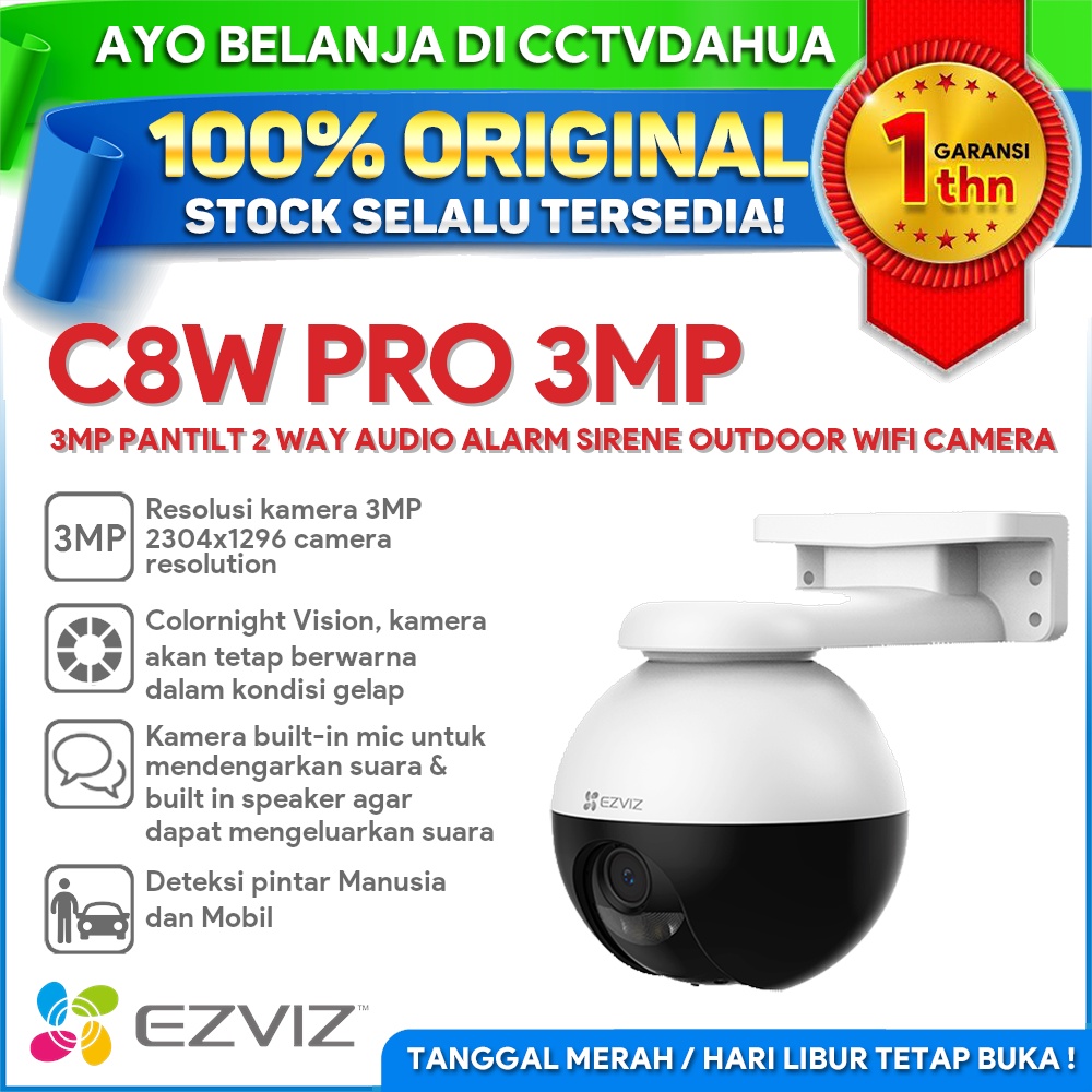 EZVIZ C8W PRO 3MP PANTILT 2WAY AUDIO ALARM OUTDOOR WIFI CAMERA