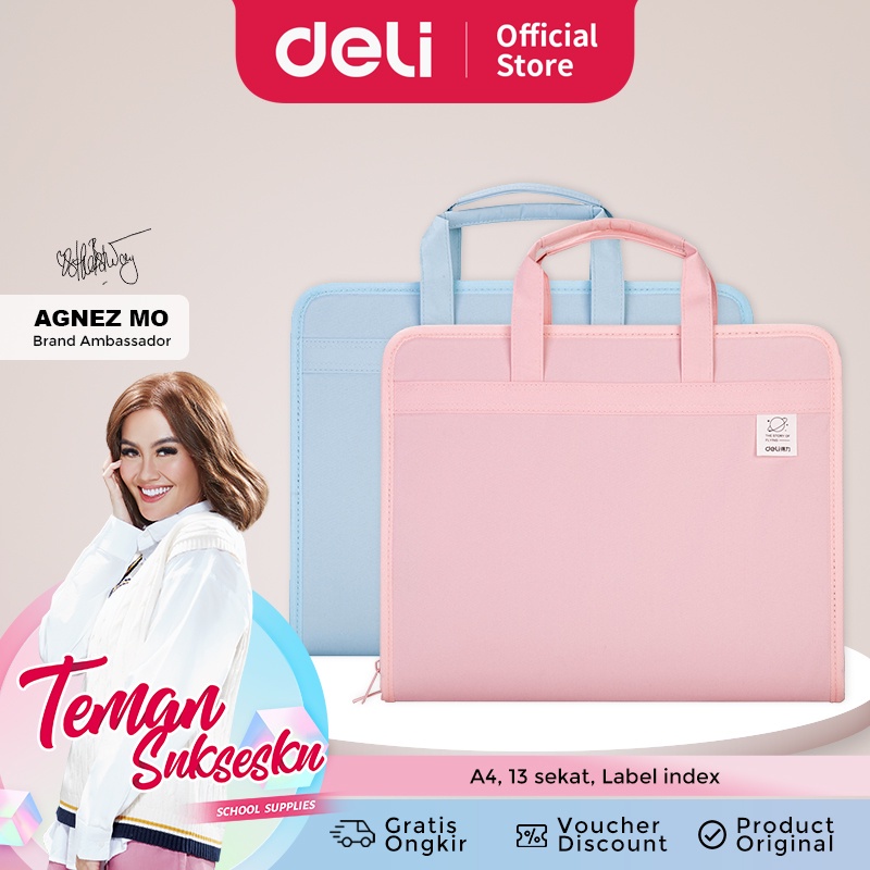 

Deli File Folder Document Bag Tas Dokumen File A4 Warna Pink Biru 13 Sekat 72561