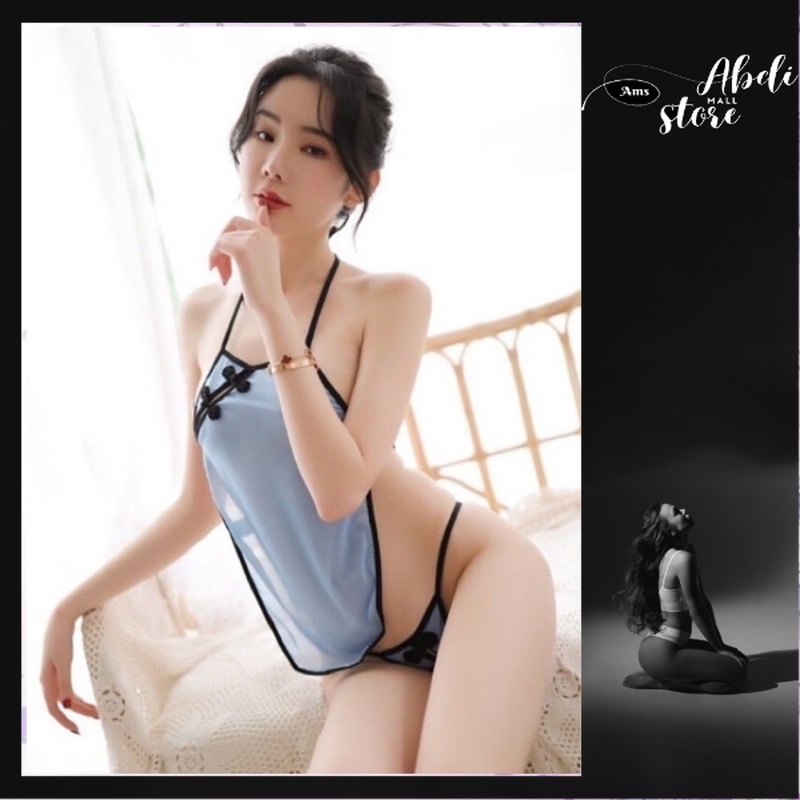 AMS -  Lingerie Sexy Set Pakain Dalam Baju tidur Wanita Seksi Tradisional Cina Model Cheongsam 1054
