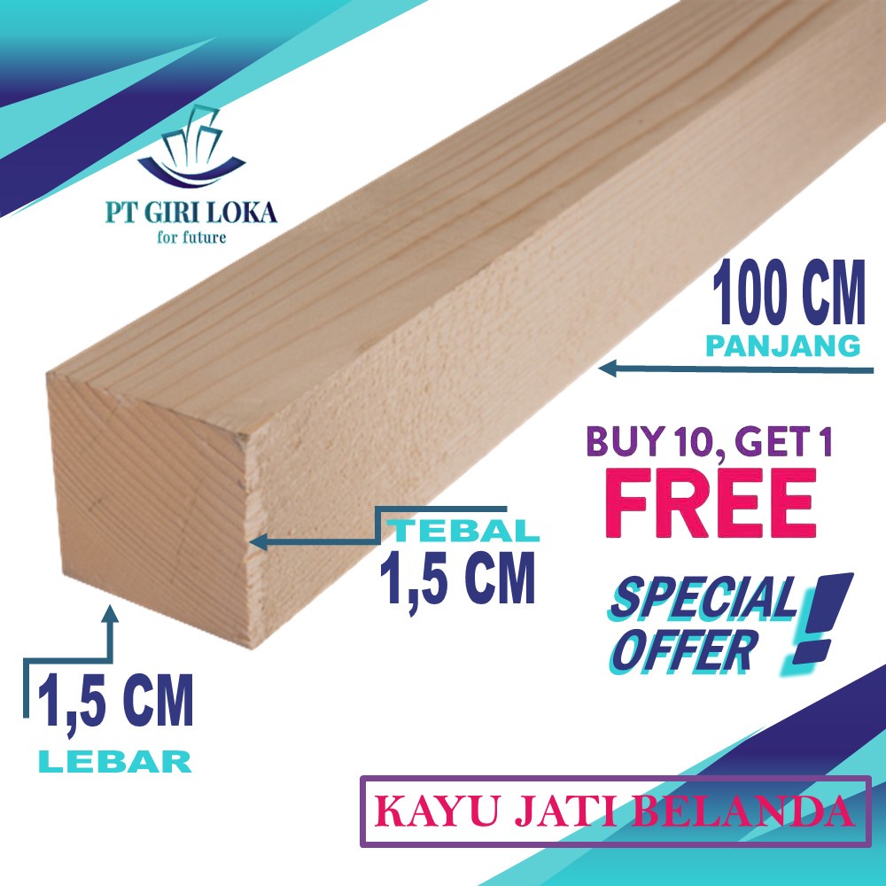 Kayu Palet Jati Belanda 1.5x1.5x100cm Jati Belanda kayu pinus Kayu Jati Belanda