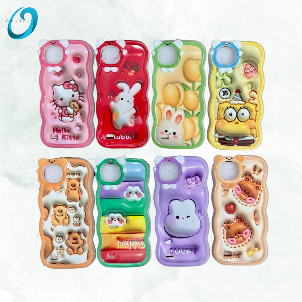 CASE KILAT BERGAMBAR LUCU SOFTCASE CORAK CURLY GLOSSY 3D CASING FOR iPhone X / Xr / Xs Max / 11 Pro 