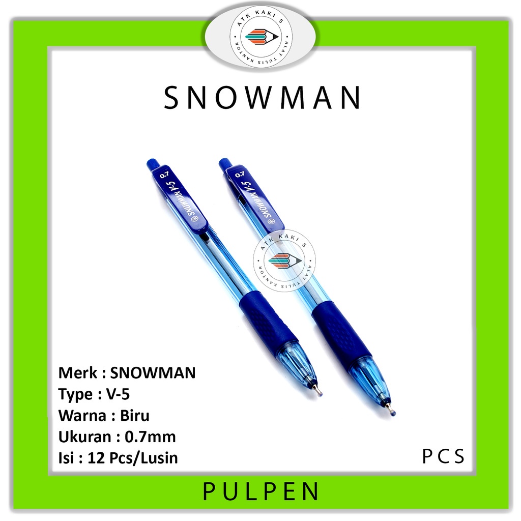 

SNOWMAN - Pulpen V-5 0.7 Biru - Pcs