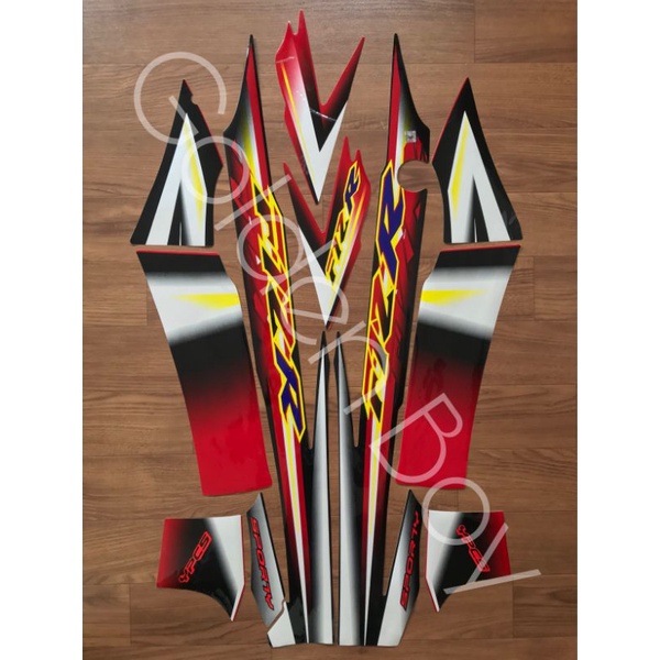 striping / sticker lis body Yamaha fizr / fiz r / f1zr 2003 merah hitam Striping Fiz R 2003 Ruji hit