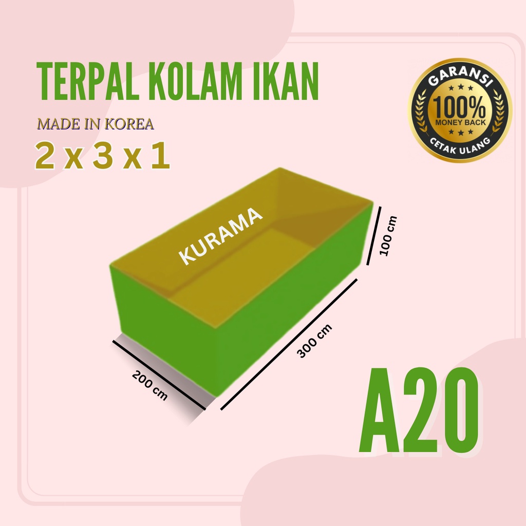 Terpal Kolam Ikan 2x3x1 / 200x300x100 Kolam Terpal A20 Kotak
