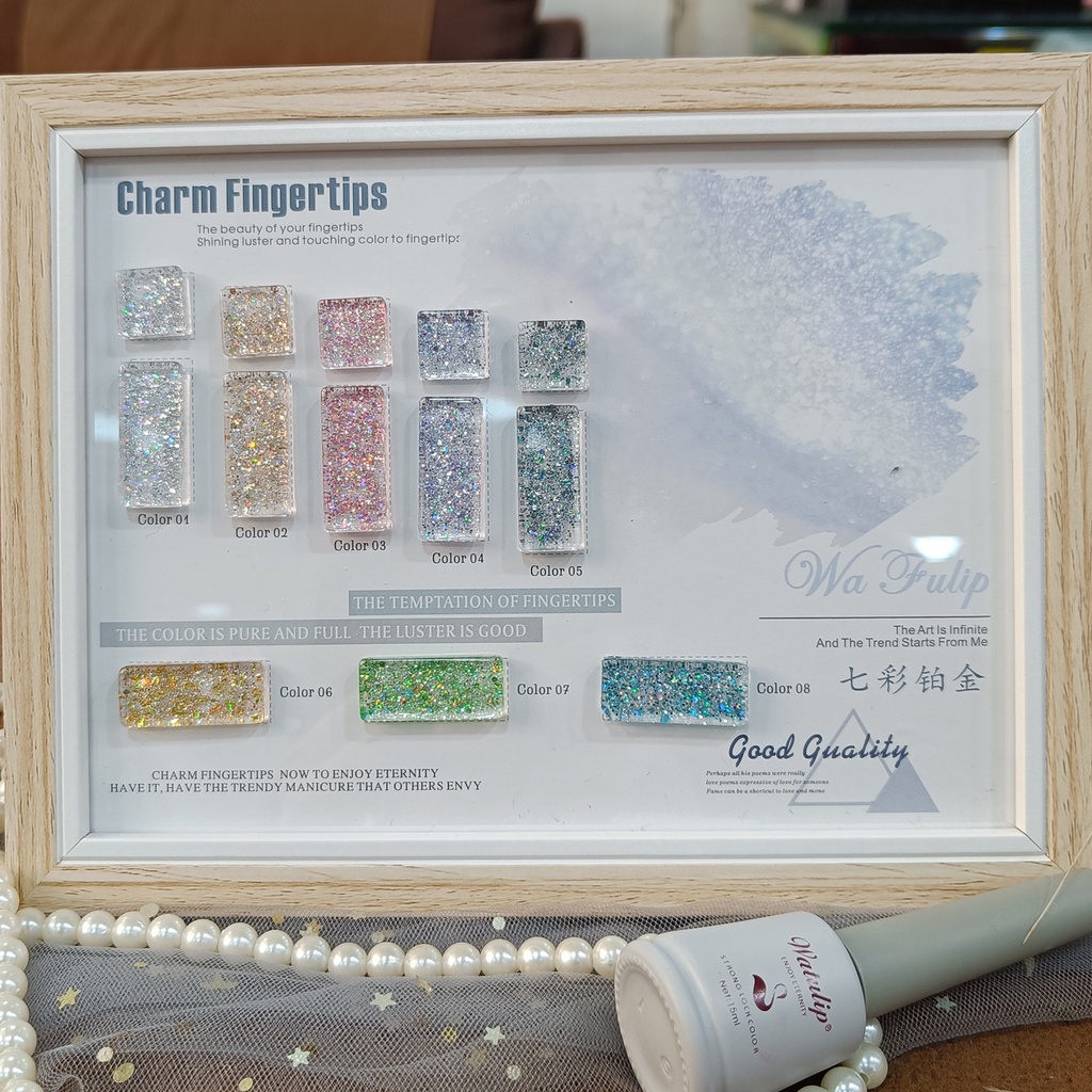 Paket 8 Warna Watulip 15ml Gel Polish UV Glitter Set