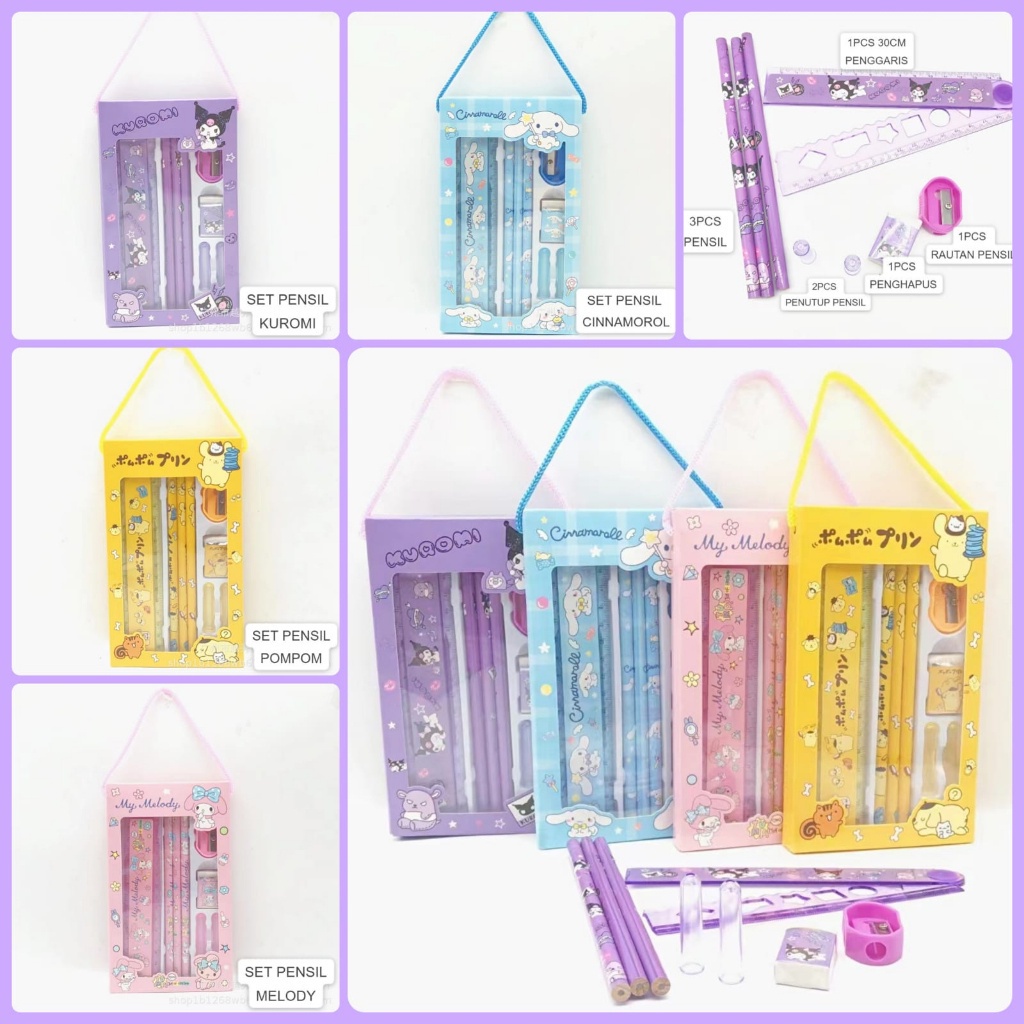 

GULAGULA - 5 IN 1 SET ALAT TULIS SANRIO | SET ALAT TULIS SEKOLAH SANRIO | ALAT TULIS SEKOLAH LUCU | SET PENSIL CINAMOROL | SET PENSIL KUROMI | SET PENSIL SANRIO | KADO ULANG TAHUN ANAK | KADO ULANG TAHUN | KADO LUCU