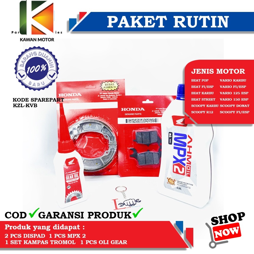 PAKET SERVICE RUTIN OLI MPX 2 / SPX 2 SET AHM GEAR 120ML & KAMPAS REM BEAT FI ,VARIO 125/150 ,SCOOPY