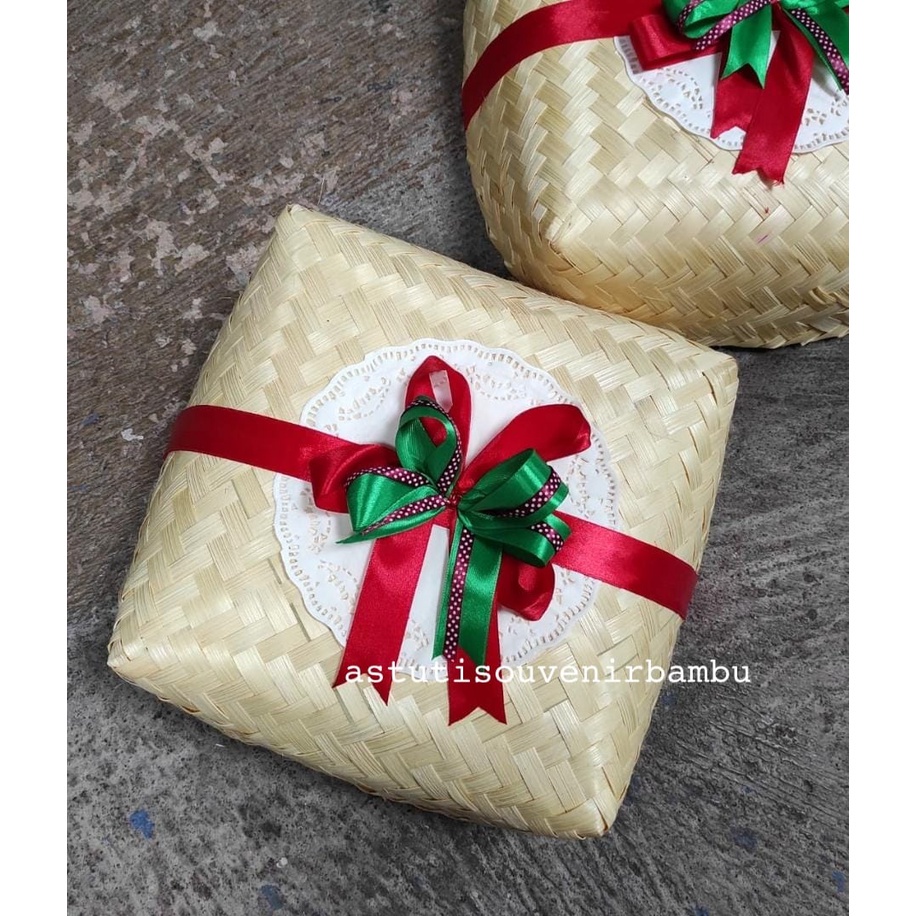 BESTSELER BESEK NATURAL NUANSA NATAL / besek makan / besek nasi / hampers natal / bingkisan natal