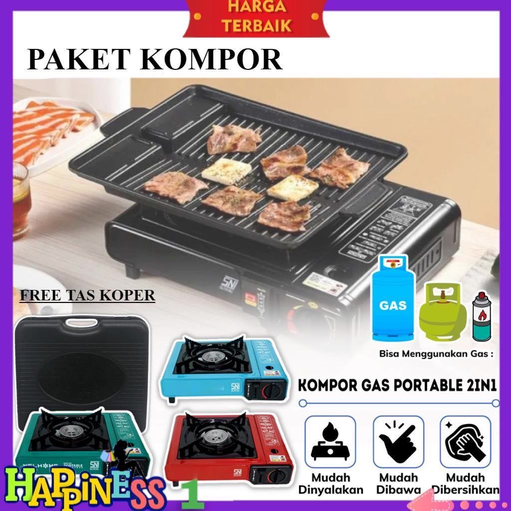 PAKET KOMPOR PORTABLE + GAS + ULTRA GRILL PAKET NGEGRILL MURAH