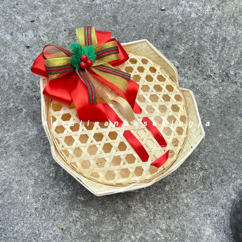 bambu anyaman (NATAL 2023) TERATAI NATURAL PITA NATAL /teratai bambu/teratai Jogja/besek Jogja/besek