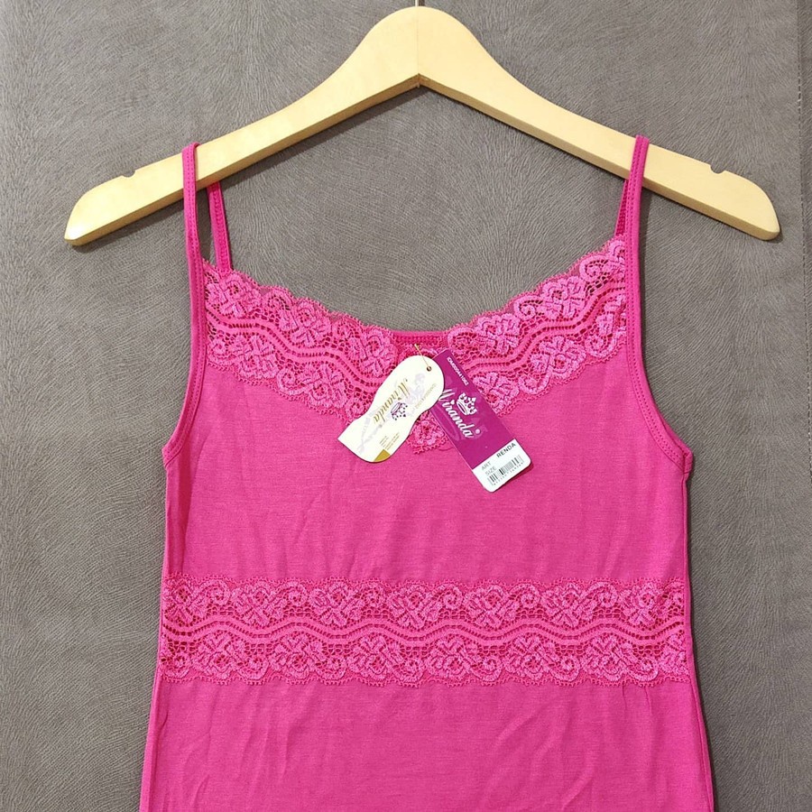[LADIES UNDERWEAR] Camisol 7369 Tank Top Panjang Tali Renda V Neck
