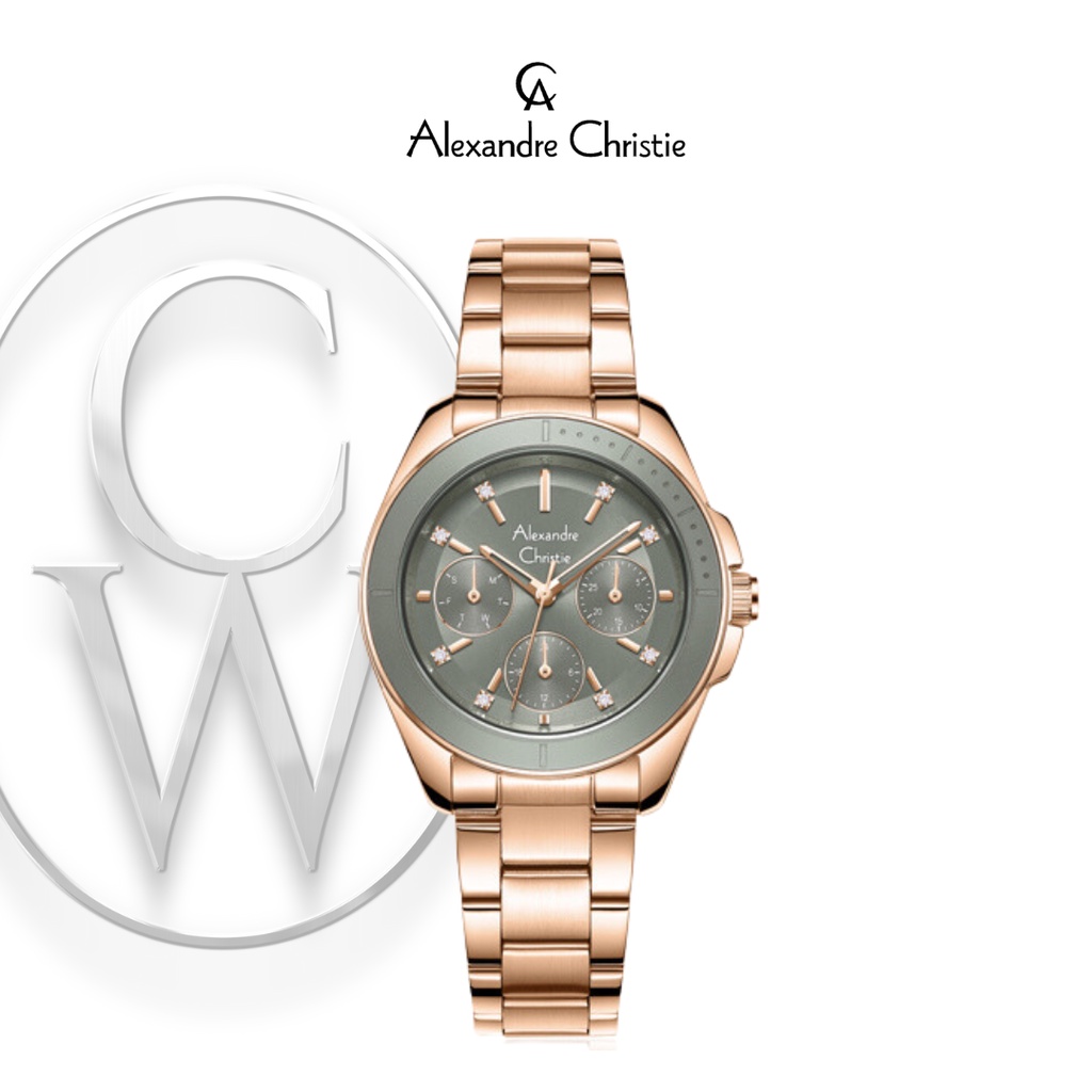 Jam Tangan Wanita Alexandre Christie AC 2A68 BFBRGGR Rantai Sporty Multifungsi Casual Semi Formal bu