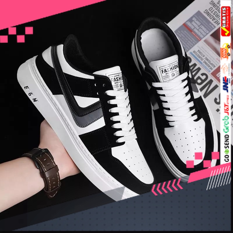 UKURAN SIZE 37 38 39 40 41 42 43 44 45 /Sepatu Cowok Sneakers Casual Pria Bertali Trendy EGM