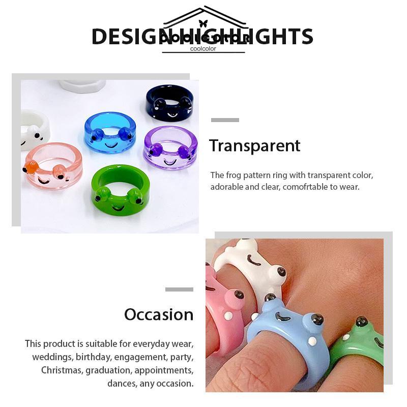 COD❤️Katak Resin Cincin Warna-warni Kepribadian Hewan Kartun Cincin Jari Lucu- cl