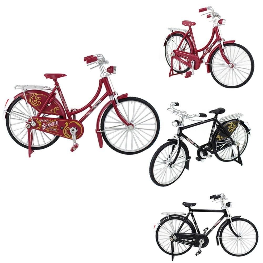 QUINTON Retro Model Sepeda Anak Hadiah Dekorasi Rumah Vintage Model Sepeda Simulasi Sepeda Simulasi Koleksi Mainan Miniatur Model Diecast Alloy Mini Alloy Bicycle