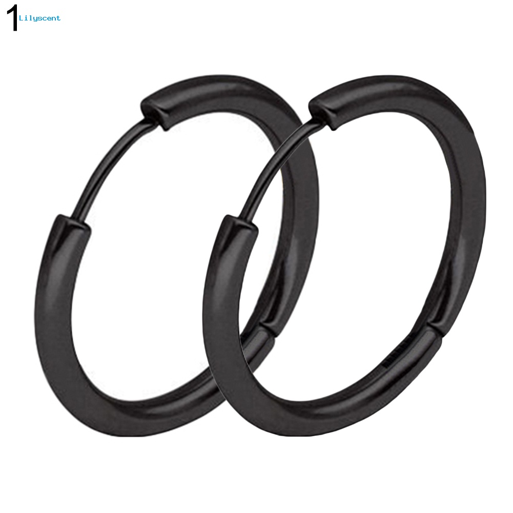 Lilyscent 1pasang Stainless Steel Fashion Punk Unisex Ear Hoop Lingkaran Anting Perhiasan Hadiah