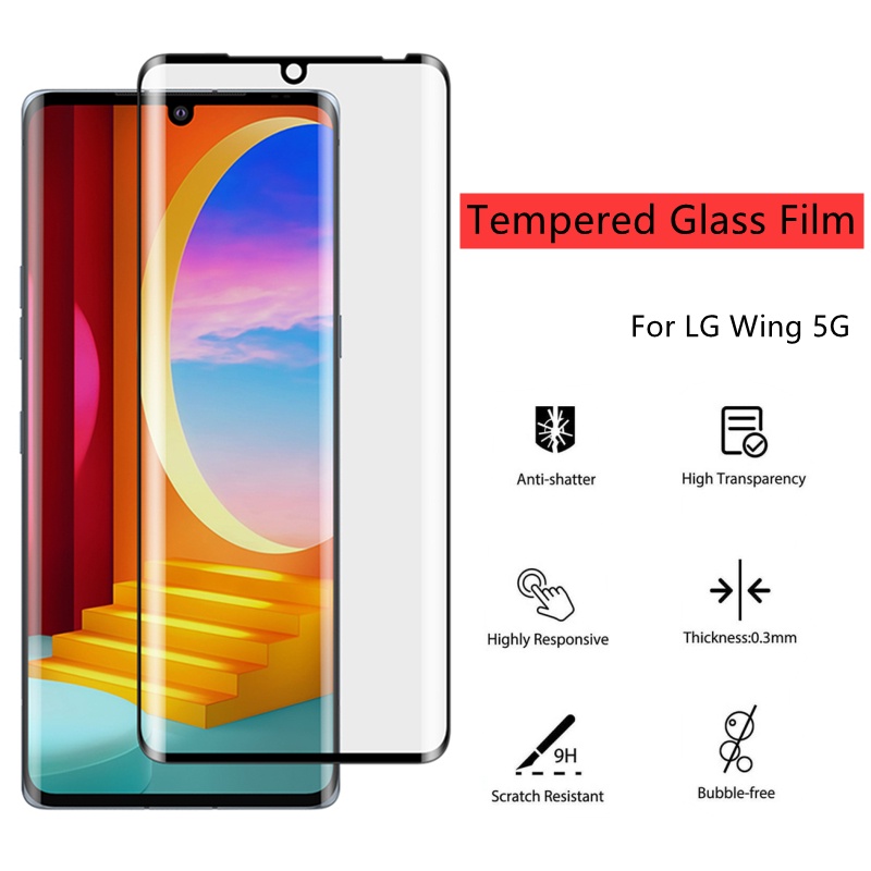 Full Coverage Protective Film For LG Wing 5G Premium 3D Curved 9H Hardness Tempered Glass Film HD Ultra Thin Screen Protector
