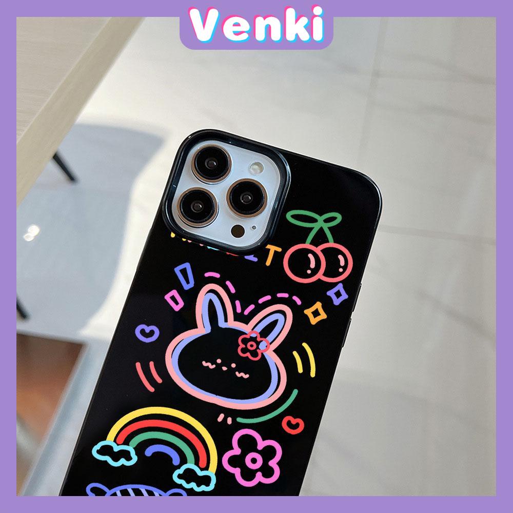 iPhone Case Soft TPU Glossy Black Candy Case Cute Colorful Rabbit Camera Protection Shockproof For iPhone 14 13 12 11 Pro Max 7 8 Plus X XR