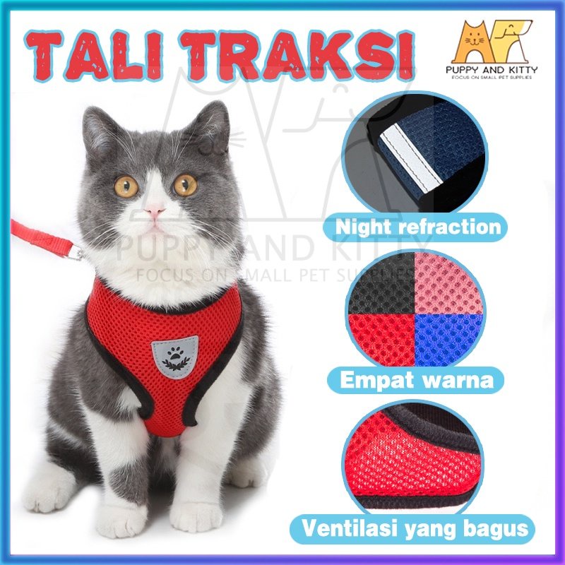 Tali Kucing Tali Anjing Kecil Tali Tuntun Kucing Tali Tuntun Anjing Harness Kucing Rompi Reflektif Aksesoris Kucing