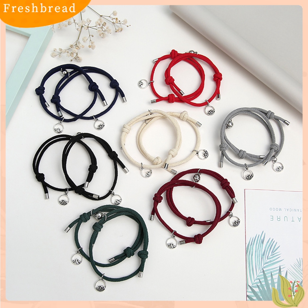 &lt; Freshbread &gt; 2Pcs ic Gelang Adjustable Pasangan Hadiah Paduan Pasangan Tali Braided Bracelet Untuk Pasangan