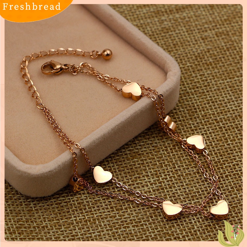 < Freshbread > Fashion Wanita Paduan Pesona Hati Dual Layer Rantai Gelang Pesta Perhiasan Hadiah