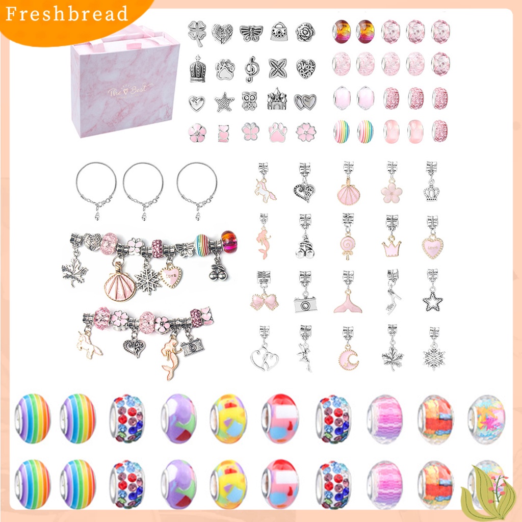< Freshbread > 1kotak Gelang Manik-Manik Bersinar Good-looking Indah Indah Hadiah Halus Paduan Anak Gelang Handmade DIY Set Manik-Manik Lubang Besar Untuk Perempuan