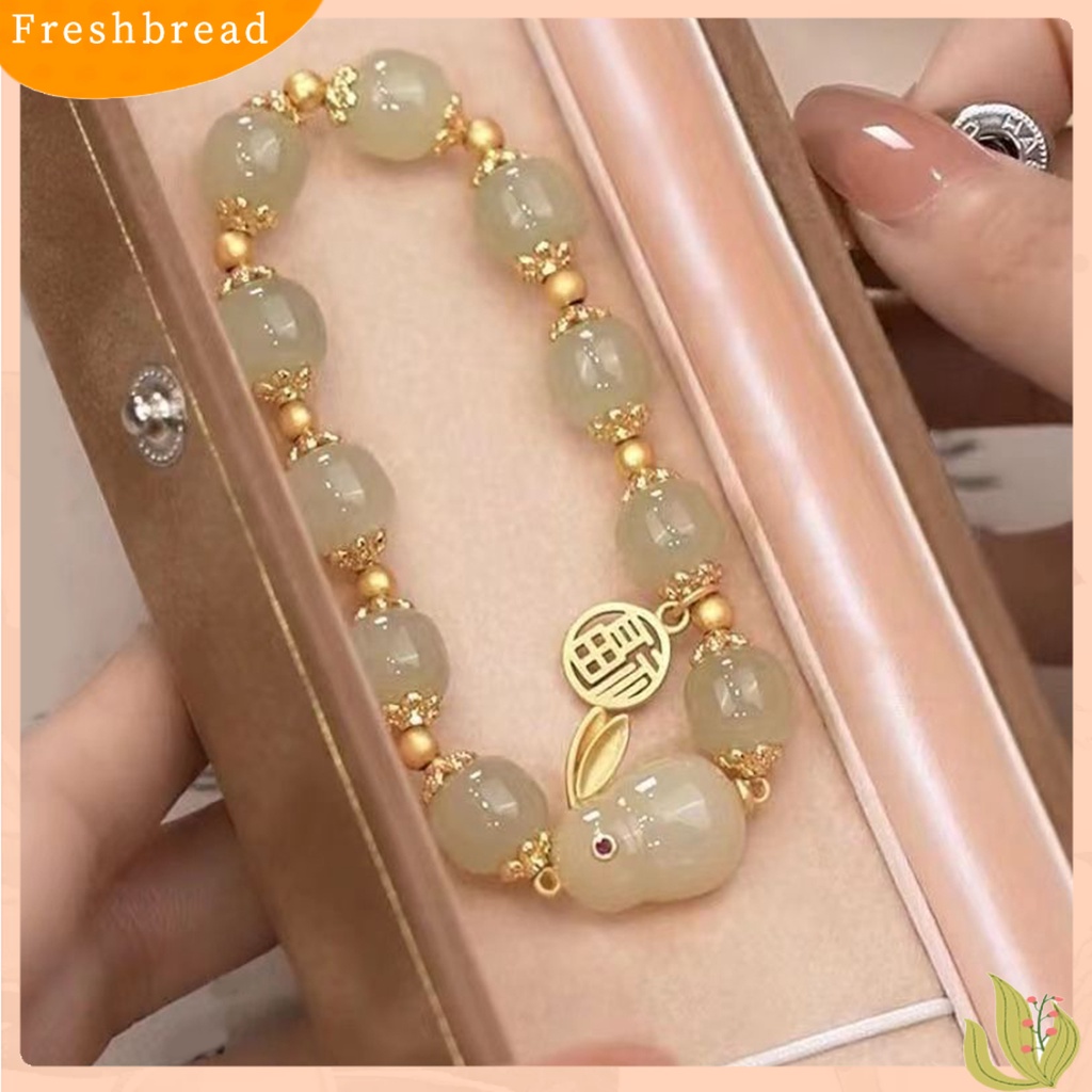 &lt; Freshbread &gt; Charm Gelang Maskot Pesona Pengerjaan Halus Prospek Yang Baik Elastis FU Karakter Cina Menghias Nyaman Dipakai Fashion Imitasi Hetian Jade Bracelet