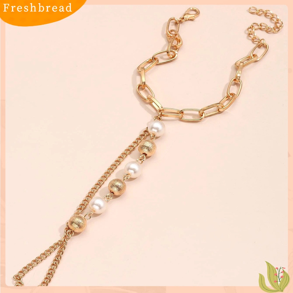 &lt; Freshbread &gt; Wanita Gelang Mutiara Imitasi Stainless Terhubung Patchwork Gelang Circlet Set Aksesoris Tangan