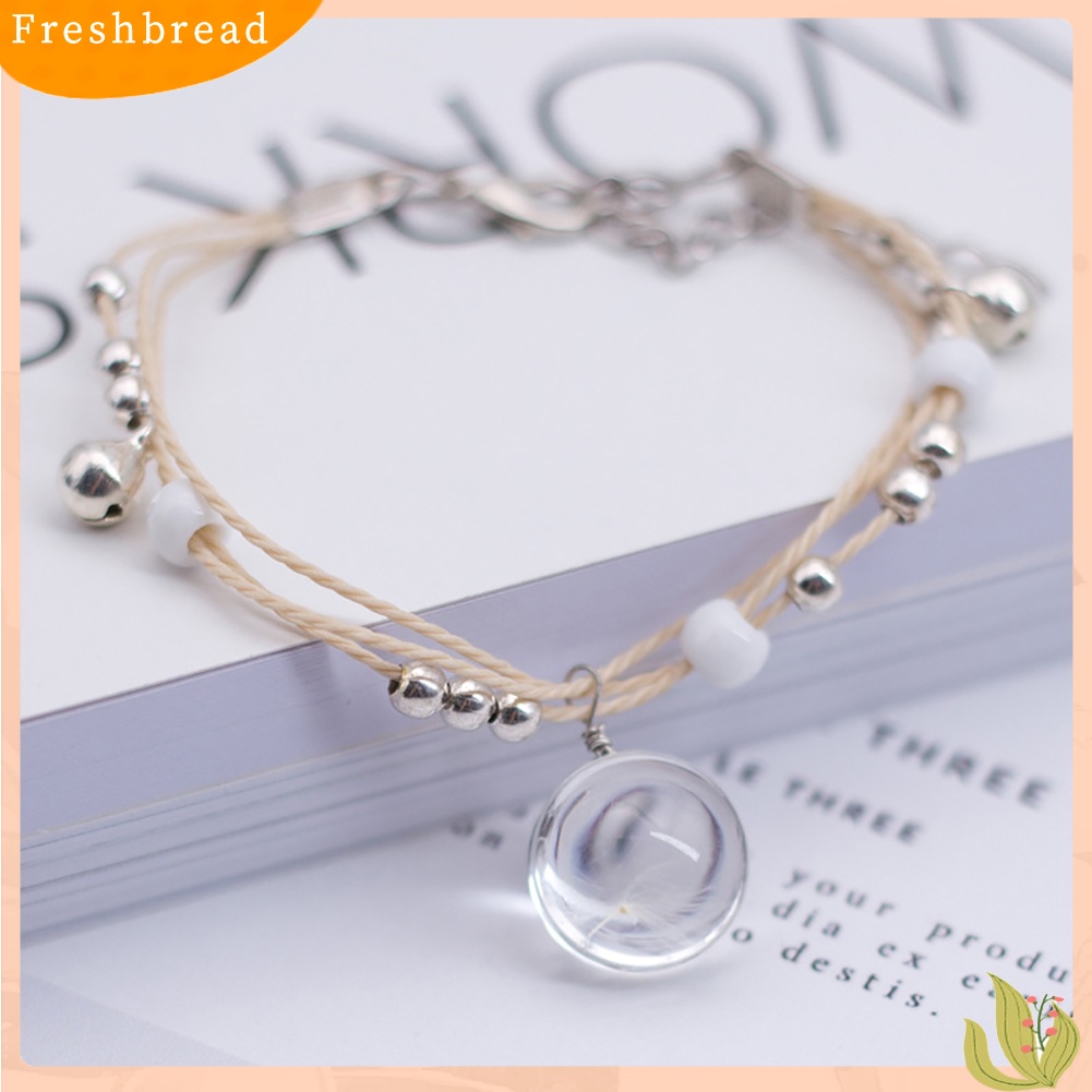 &lt; Freshbread &gt; Fashion Bola Kaca Bunga Kering Gelang Menenun Handmade Beads Women Jewelry