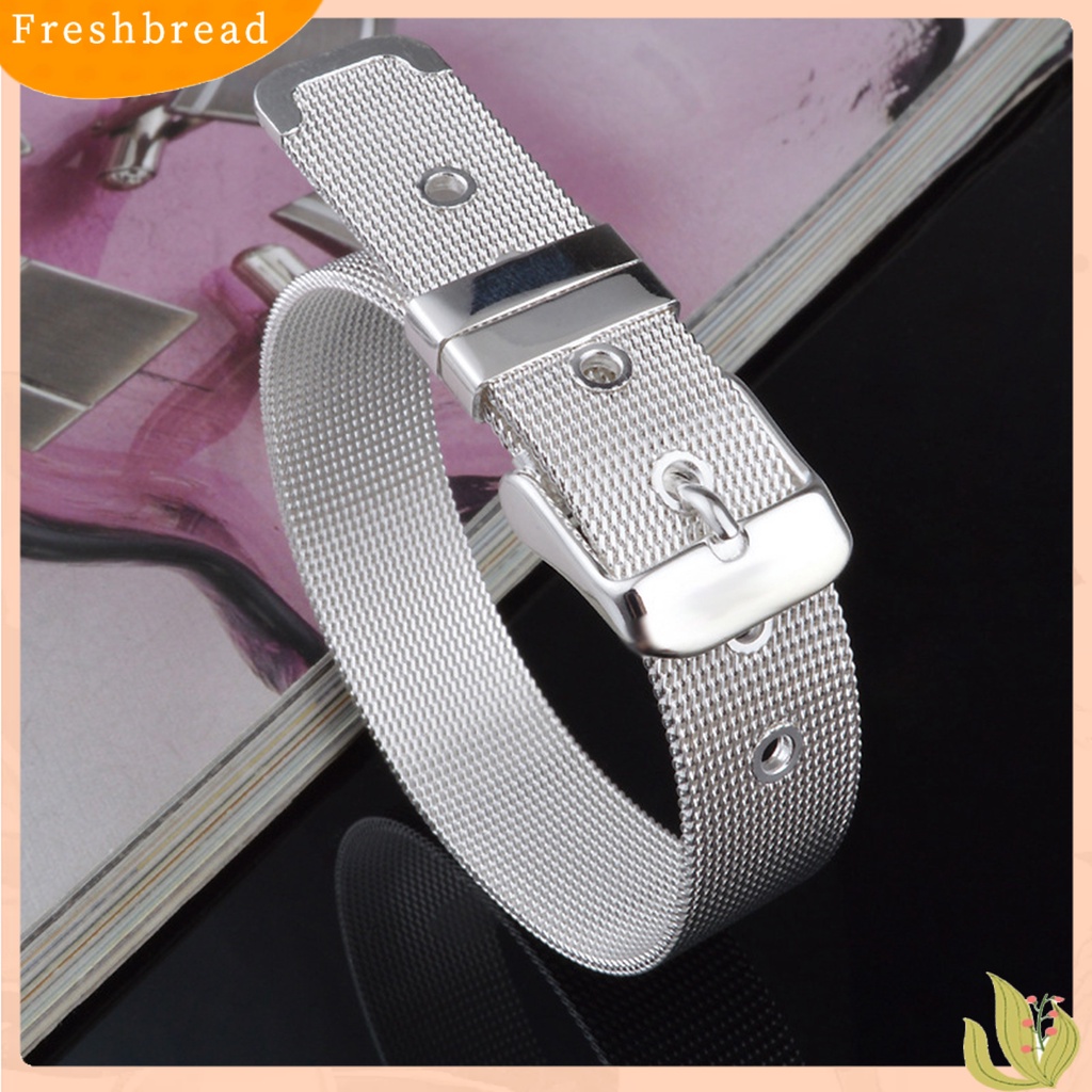 &lt; Freshbread &gt; Gelang Adjustable Pengerjaan Halus Silver Plated Adjustable Belt Gesper Untuk Pakaian Sehari-Hari