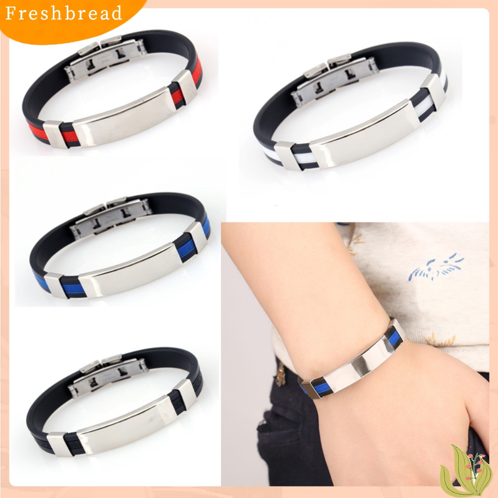 &lt; Freshbread &gt; Fashion Silikon Gelang Gelang Pria Adjustable Bangle Perhiasan Hadiah Ulang Tahun