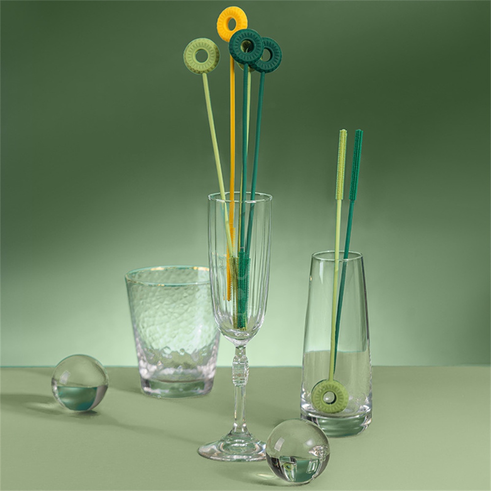 ღ Ditekuk Jerami Sikat Silikon Tabung Pipa Cleaner Sikat Gagang Panjang Dot Ramping Bersih Sikat untuk Mencuci Kaca Logam Pot cerat Dapur Gadget