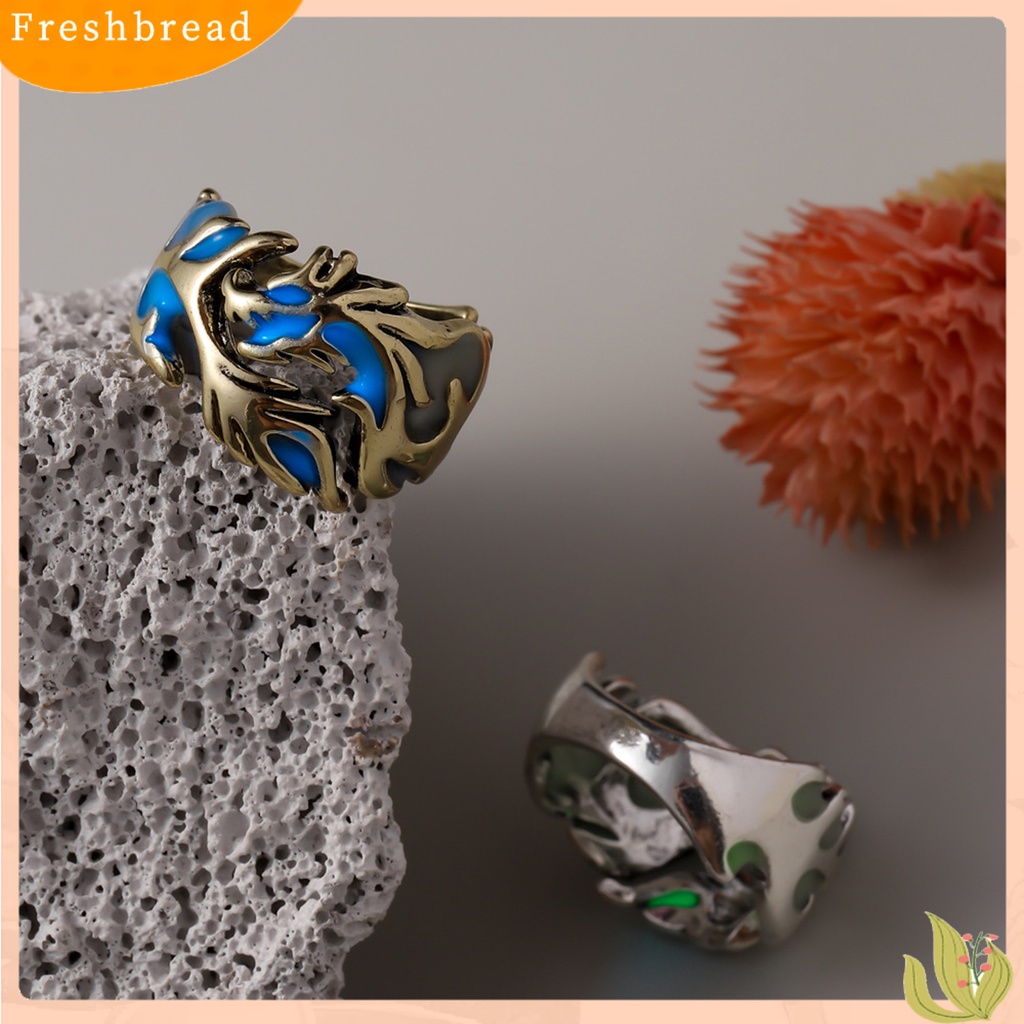 &lt; Freshbread &gt; Cincin Jari Glow in The Dark Adjustable Electroplating Ukiran Geometris Dekorasi Fashion Item Pria Bercahaya Naga Cincin Perhiasan Aksesori