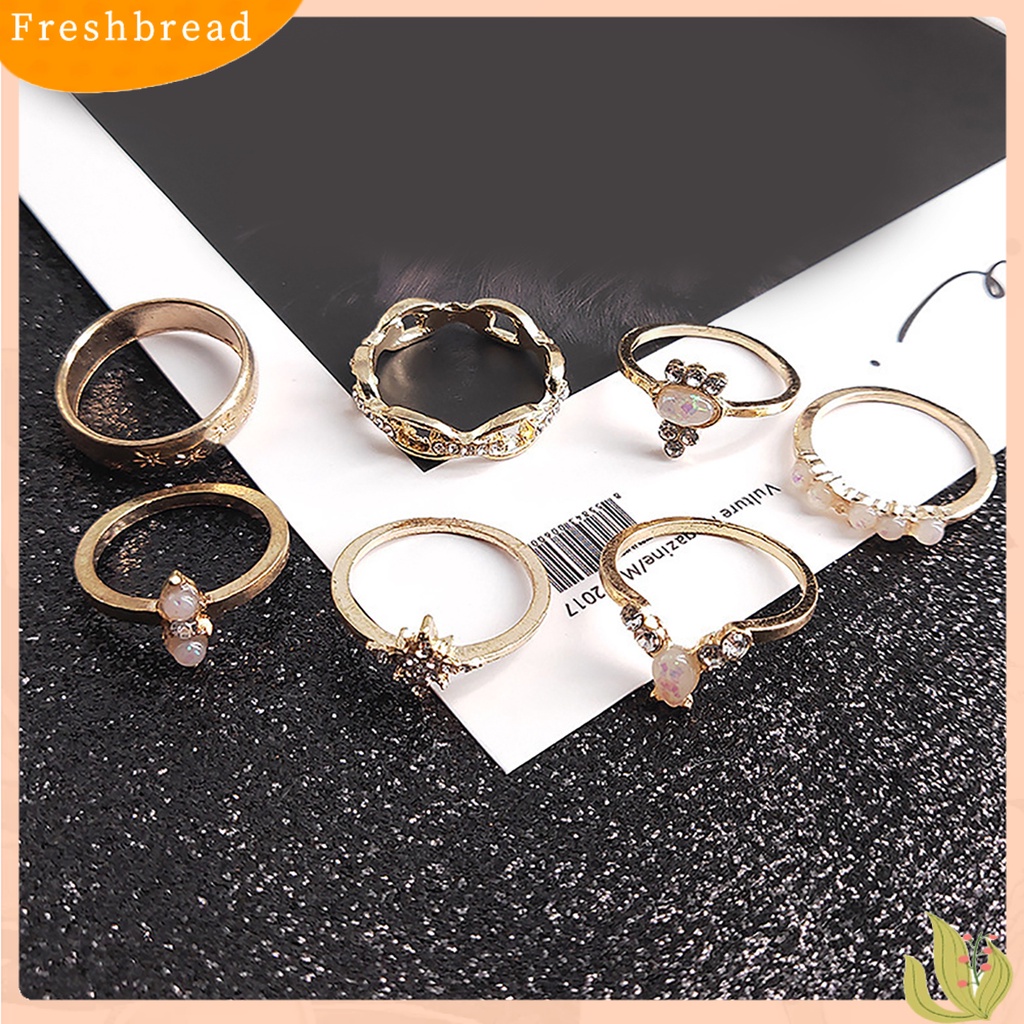 &lt; Freshbread &gt; 17 Pcs Cincin Buku Jari Stackable Ukir Unik Alloy Boho Gaya Etnik Faux Permata Jari Rings Perhiasan Aksesori