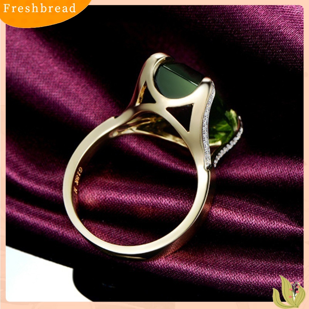 < Freshbread > Fashion Hijau Faux Gemstone Berlian Imitasi Wanita Jari Cincin Menawan Perhiasan Hadiah