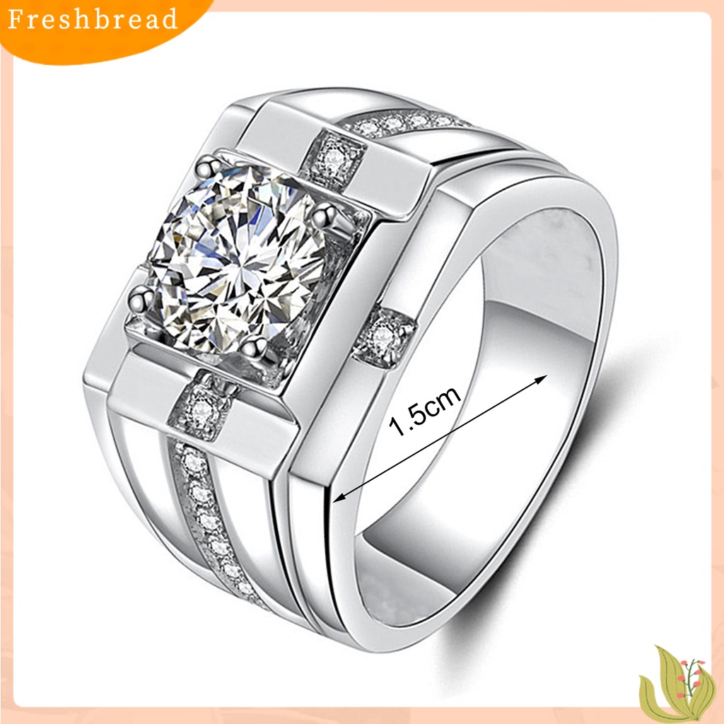 &lt; Freshbread &gt; Cincin Zircon Bersinar Geometris Berlian Imitasi Hias Electroplating Hypoallergenic Dekorasi Perhiasan Pria Pertunangan Open Finger Ring Band Untuk Hadiah