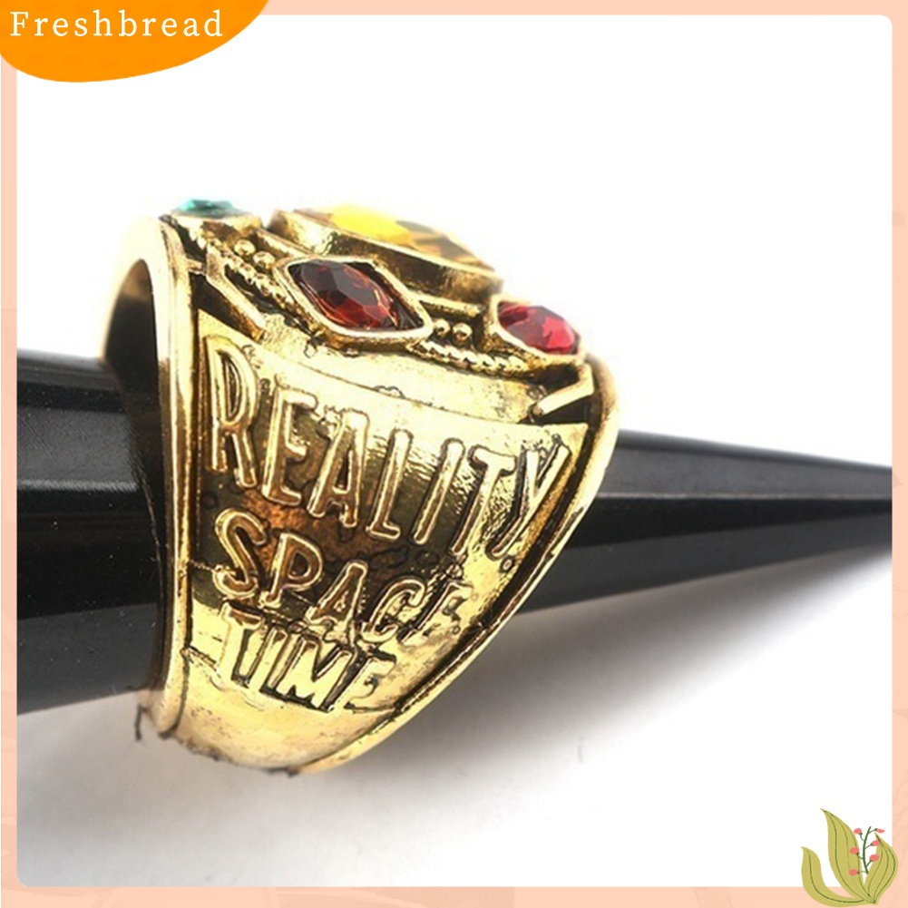 &lt; Freshbread &gt; Pria Keren Perang Tak Terbatas Thanos Band Perhiasan Warna-Warni Power Mind Soul Letters Ring