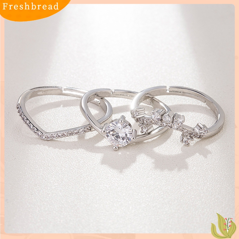 &lt; Freshbread &gt; 3in1 Couple Fashion Perak Berlapis Mahkota Jari Cincin Pesta Perhiasan Aksesori