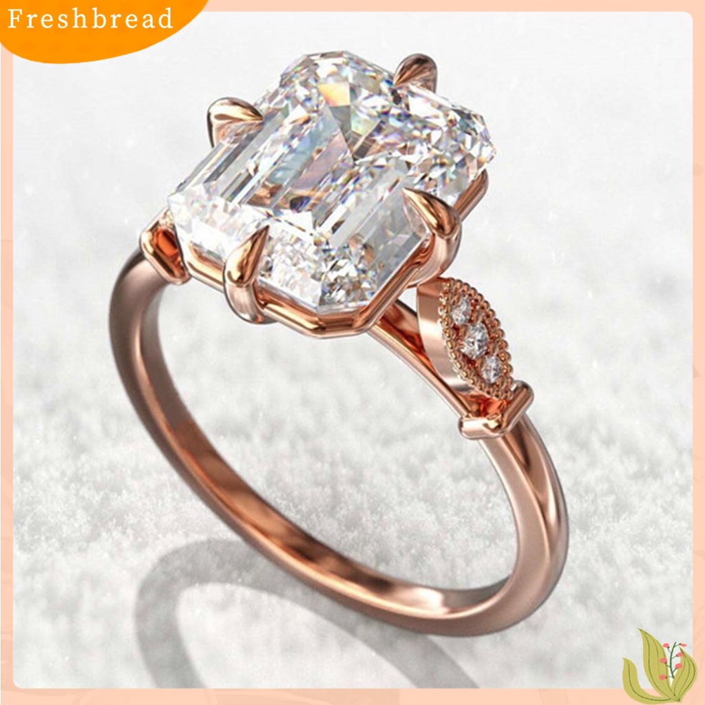 &lt; Freshbread &gt; Klasik Wanita Cincin Rose Gold Hias Kristal Imitasi Jari Cincin Perhiasan Aksesoris